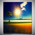 Summer tropical background. AI Generative