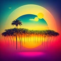 Summer tropical background. AI Generative