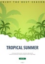 Summer Tropical background with palms. Summer placard poster flyer invitation card. Summer time. Vector Illustration. Royalty Free Stock Photo