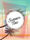 Summer tropical backgrounds with palms, sky and sunset. Summer poster flyer invitation card. Summertime. illustration.EPS 1 Royalty Free Stock Photo