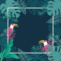 Summer tropical banner palm leaves birds vector image