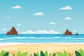 summer tropical beach landscape with ocean and clouds vector illustration Royalty Free Stock Photo