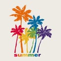 Summer tropical colorful palm tree. Rainbow colors diversity Royalty Free Stock Photo