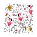 Summer tropical doodle collection