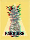 Summer tropical T-shirt graphics print, pineapple.