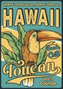Summer tropical toucan hawaii poster. Beach lounge