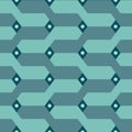 Summer turquoise seamless pattern of braided green and light green pigtail stripes with contrast dots. Vector seamless textured