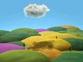 Summer Tuscan landscape, 3d illustration