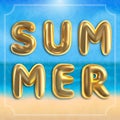 Summer Typographic Design, Summertime Season Banner, Golden Luxury Lettering