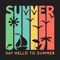 Summer typography with beach icons, t-shirt