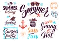 Summer typography lettering decoration for vintage posters or postcards. Vector background pictures set