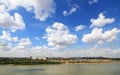 Summer urban landscape with clouds. Omsk. Russia.