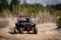 Summer UTV, ATV & offroad driving in dust. Quad racing