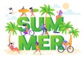 Banner on summer vacation theme. Outdoor activity and rest on the beach. Royalty Free Stock Photo