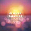 Summer vacation abstract background. Sunset on the sea beach illustration Royalty Free Stock Photo