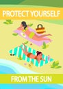 Summer vacation activities concept. People laying on beach towel Royalty Free Stock Photo