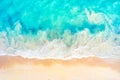 Summer vacation background. Drone aerial view of turquoise ocean waves and the sandy coastline. Exotic tropical beach in Dominican Royalty Free Stock Photo