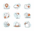 Summer, vacation, beach -  line web icon set. Outline icons collection. Royalty Free Stock Photo