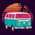 Summer vacation camping car on the beach,sunset Royalty Free Stock Photo