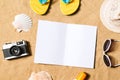 Summer vacation composition. Flip flops, hat and other stuff Royalty Free Stock Photo