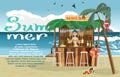 Summer vacation concept background with space for text.