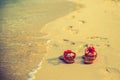 Summer vacation concept--Flipflops on a sandy beach