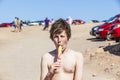 Summer vacation: cute teen eating Royalty Free Stock Photo