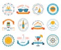 Summer vacation emblems stickers set flat Royalty Free Stock Photo