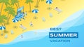 Summer vacation flat banner vector template. Summertime leisure, tropical resort, seasonal recreation poster concept Royalty Free Stock Photo