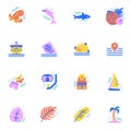 Summer vacation flat icons set Royalty Free Stock Photo