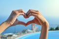 Summer vacation. Hands making heart shape Royalty Free Stock Photo