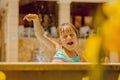 Summer vacation, healthy lifestyle and happy childhood concept. Cute child girl having fun in swimming pool. Horizontal image Royalty Free Stock Photo