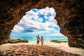 loving couple travel people enjoy honeymoon vacation on tropical beach Bali Royalty Free Stock Photo