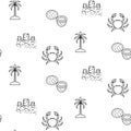 Summer vacation line icon seamless vector pattern.