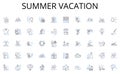 Summer vacation line icons collection. Quickness, Swiftness, Haste, Expediency, Alacrity, Velocity, Rapidity vector and Royalty Free Stock Photo