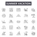 Summer vacation line icons, signs, vector set, outline illustration concept Royalty Free Stock Photo