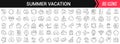 Summer vacation linear icons in black. Big UI icons collection in a flat design. Thin outline signs pack. Big set of icons for Royalty Free Stock Photo