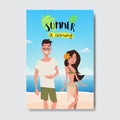 Summer vacation man woman couple relax beach badge Design Label. Season Holidays lettering for logo,Templates