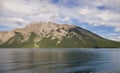 Summer vacation in the mountains - a trip to Lake Minnewanka. Rocky mountains, Banff, Alberta, Canada Royalty Free Stock Photo