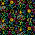 Summer vacation neon style seamless pattern vector Royalty Free Stock Photo