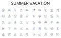 Summer vacation line icons collection. job, career, resume, interview, nerking, application, experience vector and