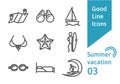 Summer vacation outline icons set 03 Royalty Free Stock Photo