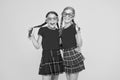 Summer vacation. party time. school prom party. red fashion girls. happy little girls in checkered skirt. funny kids in