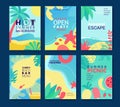 Summer vacation, picnic, beach bar, sea tropic card, banner, brochure, cover, poster or flyer template.