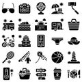 Summer vacation related icon set 4, solid style