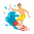 Summer vacation at sea and ocean, surfing on waves. Royalty Free Stock Photo