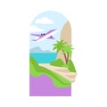 Summer Vacation with Seaside and Beach Scene Vector Illustration