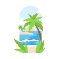 Summer Vacation with Seaside and Beach Scene Vector Illustration Royalty Free Stock Photo