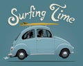 Summer Vacation Surfing Trip Themed vector illustration of the vintage car