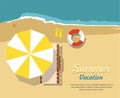 Summer Vacation and Tourism. Chaise lounge and umbrella on beach. Icon infographic Royalty Free Stock Photo